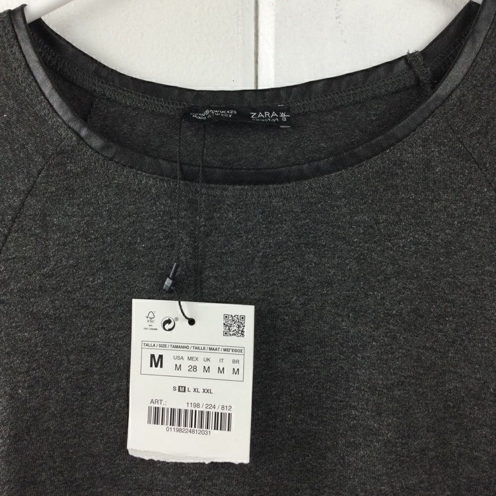Zara Collection Gray Long Sleeve High Low Top M - Picture 3 of 16